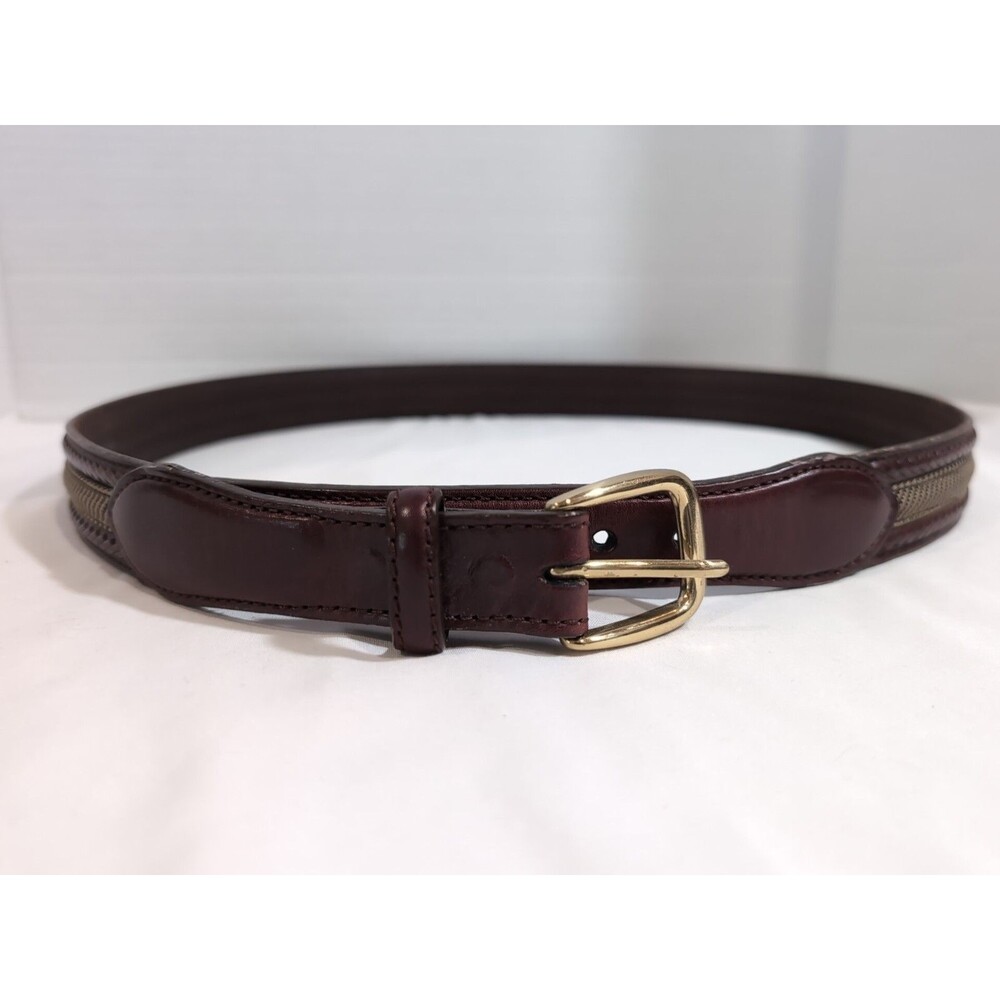 BRIGHTON BROWN LEATHER BELT MEN'S SIZE 40 BRASS BUCKLE BRAIDED WOVEN EUC